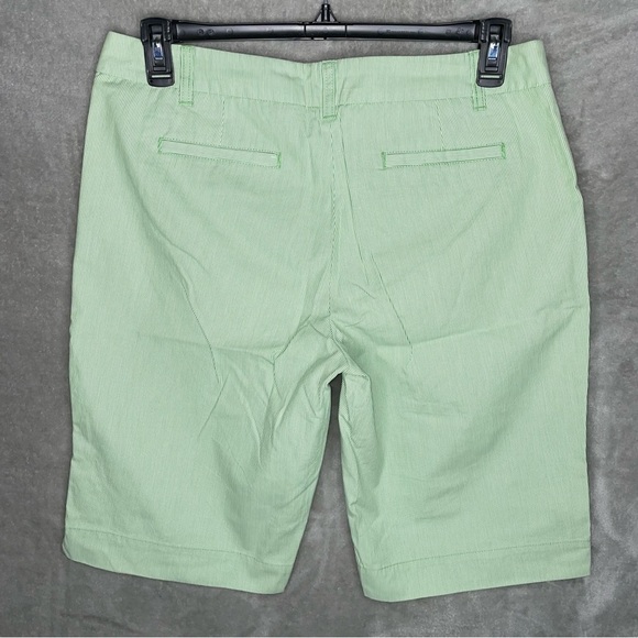 Manhattan Chino New York & Company Green & White Pin Striped Bermuda Shorts 12 - Picture 2 of 6